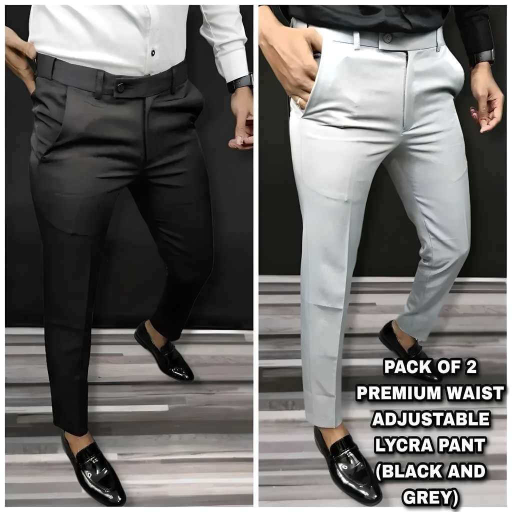 Premium Waist Adjustable Lycra Men's Trouser (Pack of 2)